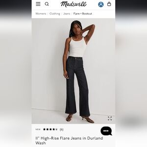 NWT Madewell 11" high rise flare jeans Durland wash size 29